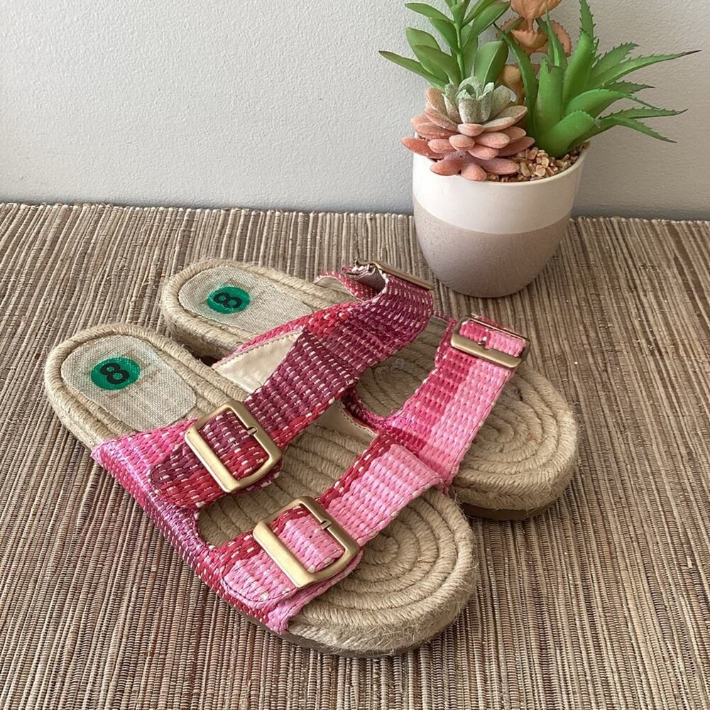 Haute Hippe Nikki Sandal- Pink Double Strap Gold Hardware Designer Shoe Size 8 - Picture 3 of 5
